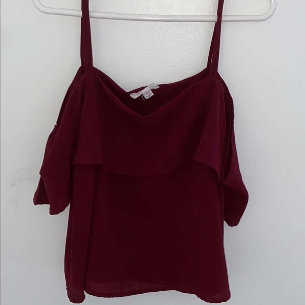 Burgundy off the shoulder blouse